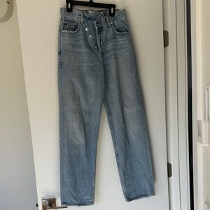 Agolde asymmetric Light Blue High-Waisted Jeans